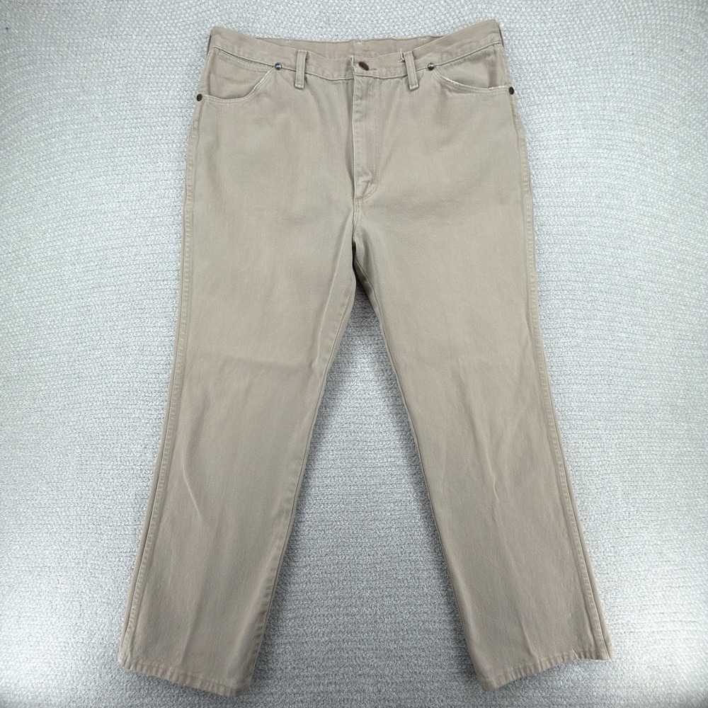 Vintage Wrangler 936 Cowboy Cut Jeans Mens 38x30 Tan Straight Leg Made In USA